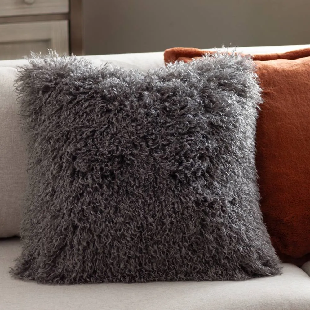 Furn Rowan Faux Fur Cushion in Grey
