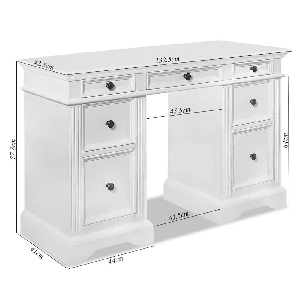 Statement Furniture Gainsborough White Dressing Table with 7 Drawers 3