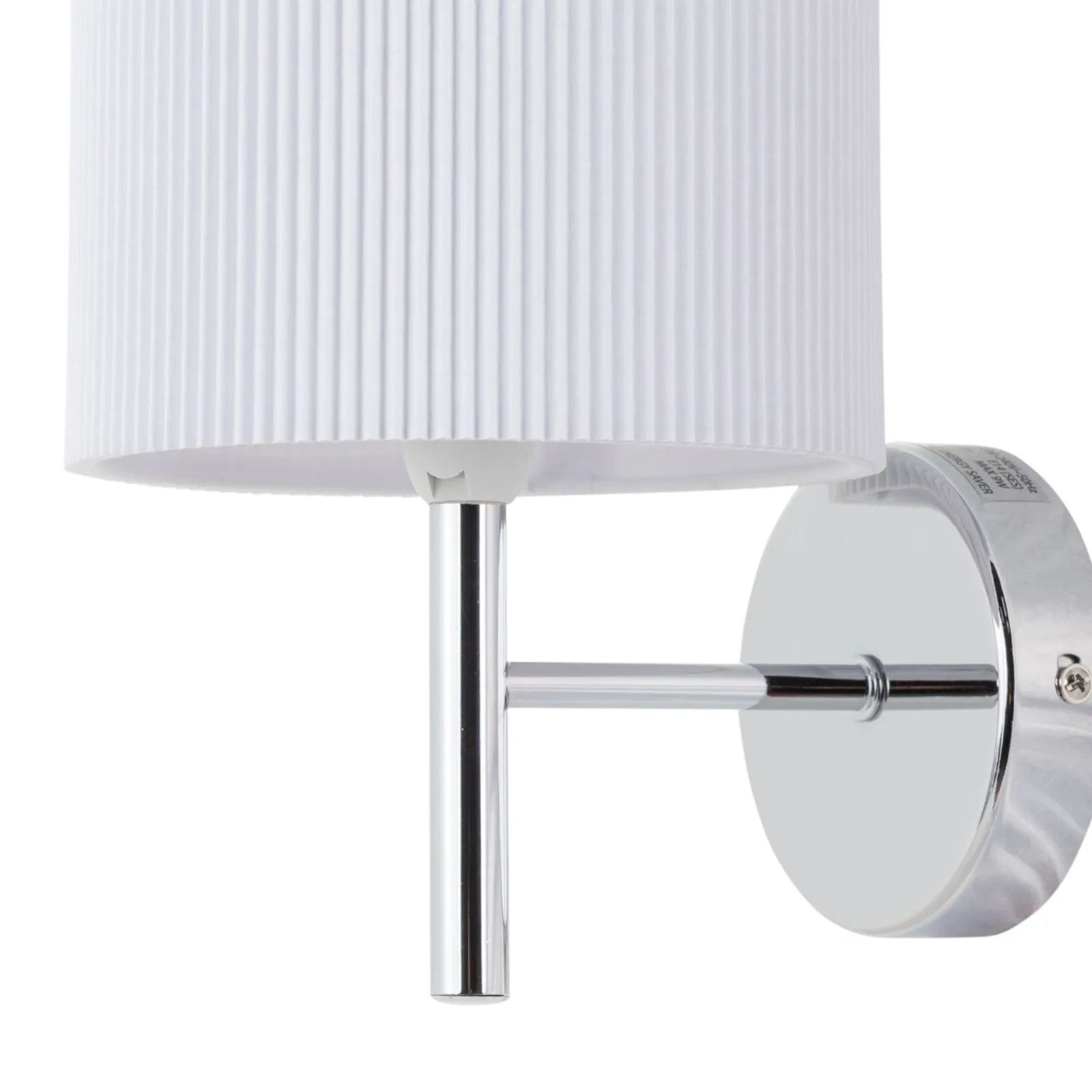 First Choice Lighting Brea - Chrome Wall Light with White Pleated Shade in Silver 2