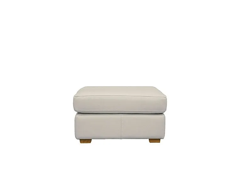 Seattle Leather Storage Footstool with Wooden Feet - Oxford Light Grey