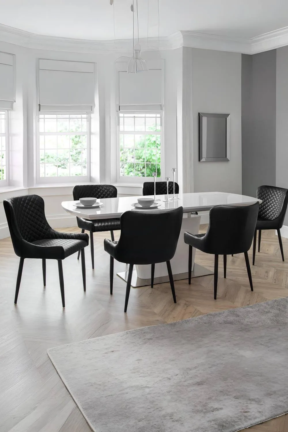 Julian Bowen Luxe Diamond Quilted Upholstered Dining Chair (Set of 2) in Black 3