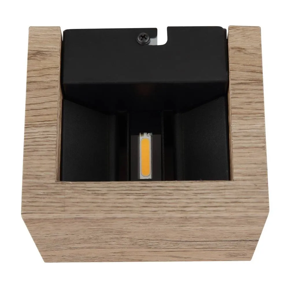 Netlighting Alina Up & Down Wall Lamp Wood Look Dark LED 3000K in Brown 3