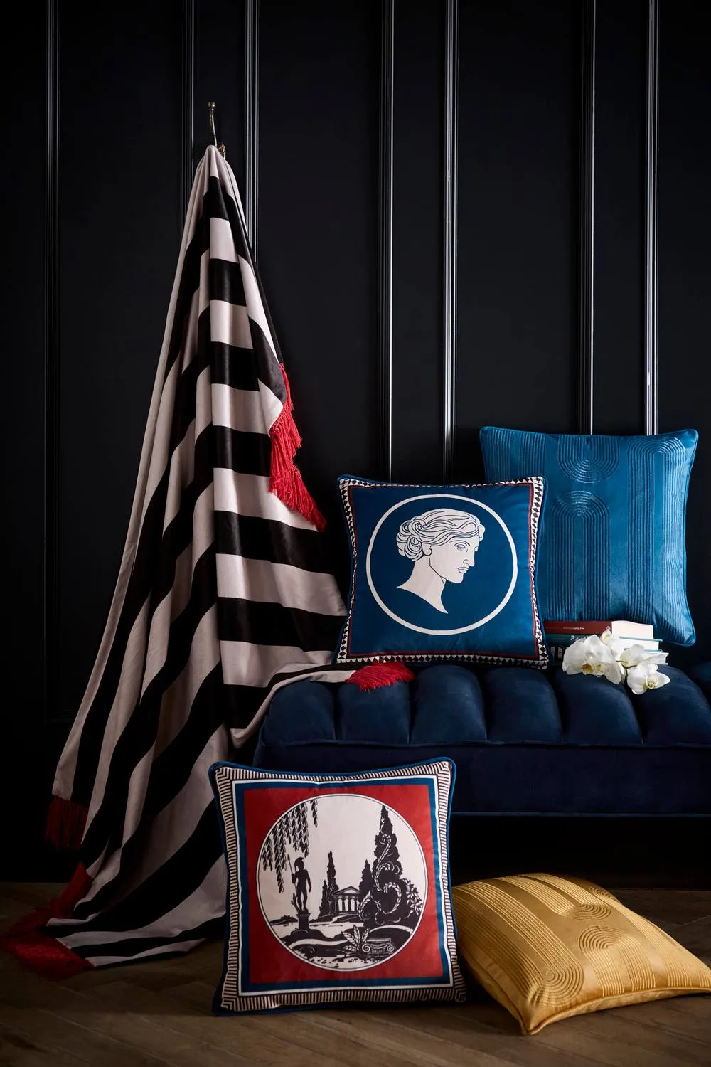 Laurence Llewelyn-Bowen 'Diva Embroidery' Velvet Filled Cushion in Teal 4
