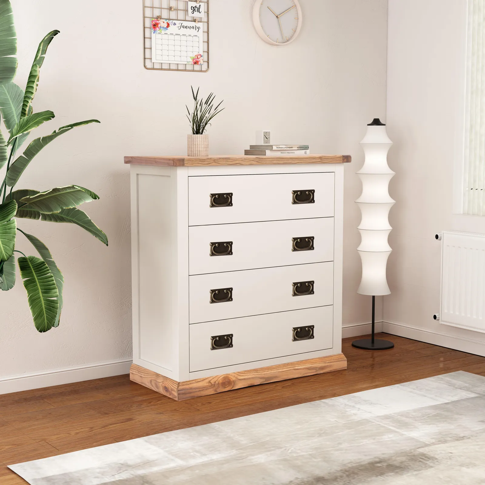 Cabinet Bits Tropea 4 Drawer Chest of Drawers Bras Drop Handle in Off-White
