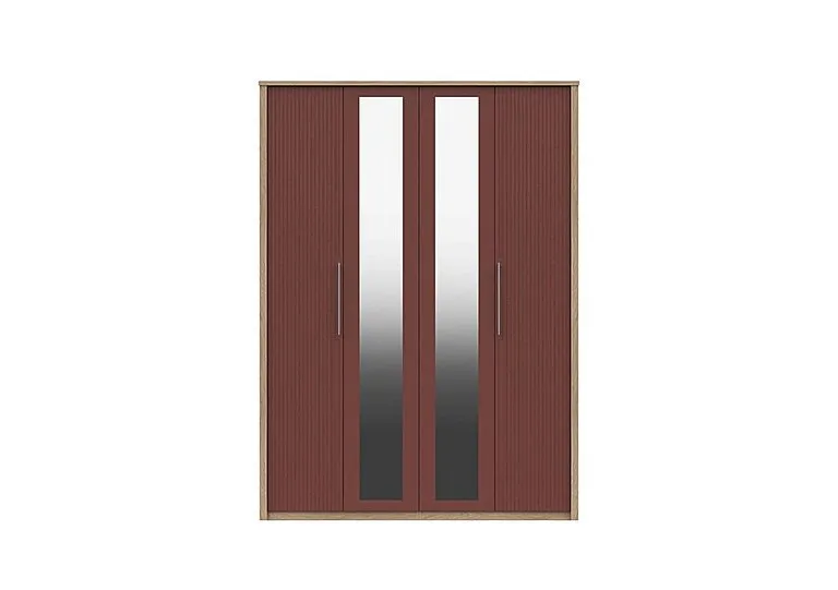 Chelsea 4 Door Tall Wardrobe with 2 Mirror Doors and Silver Handles