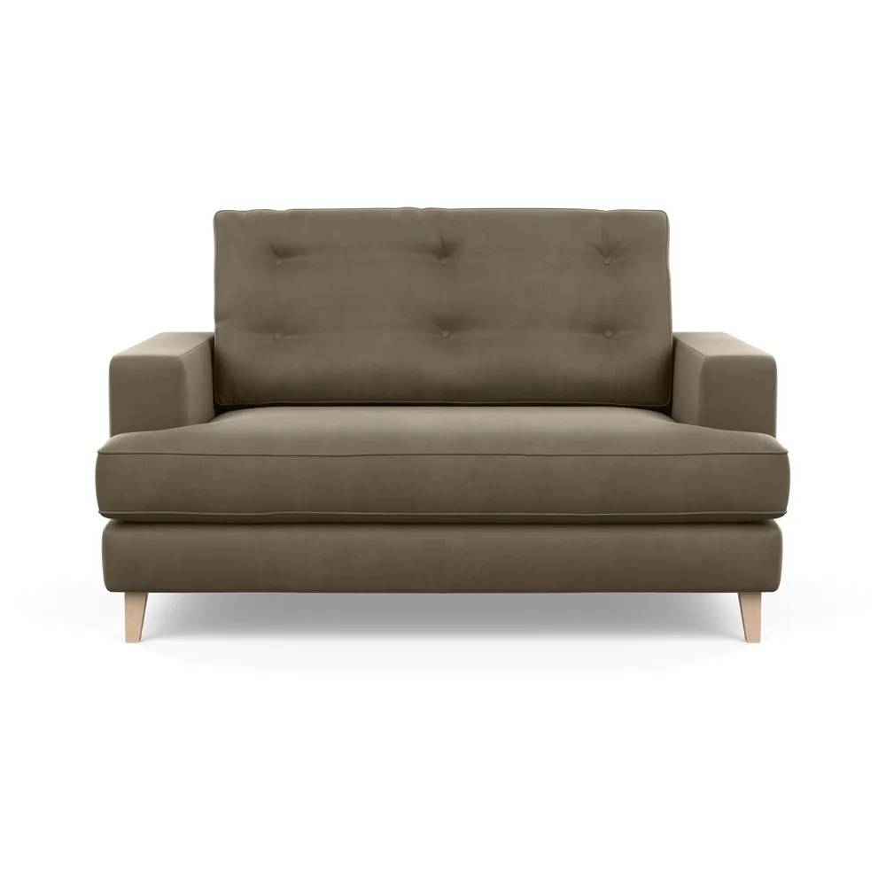 Heal's Mistral Loveseat Velvet Mink Natural Feet