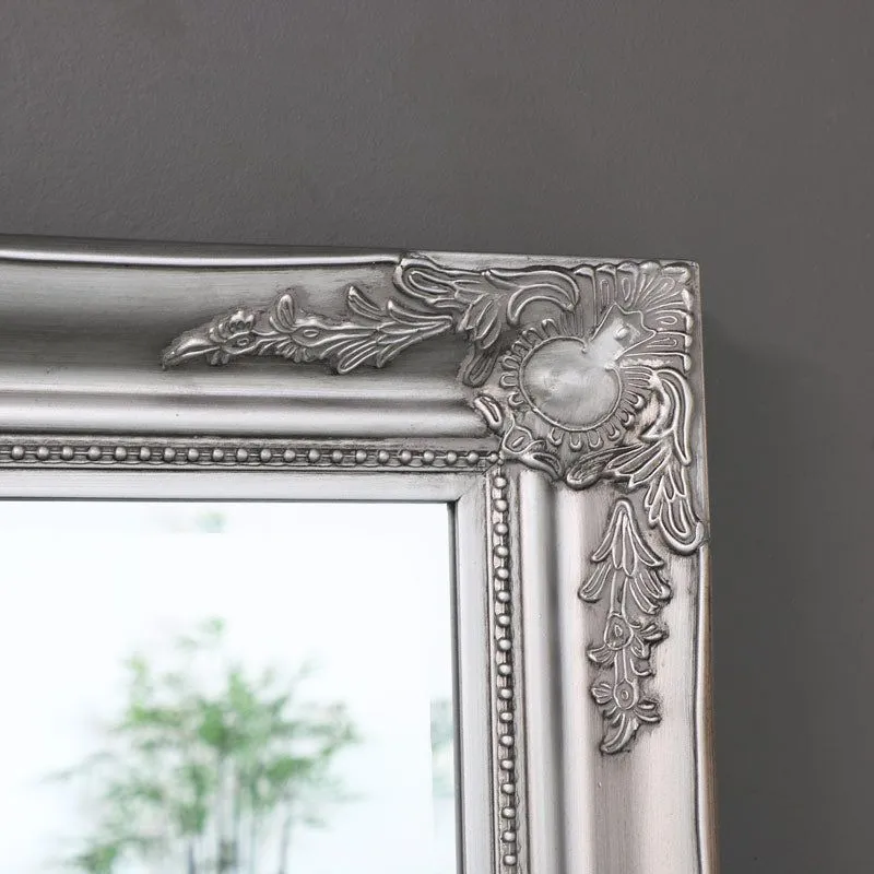 Melody Maison Large Ornate Silver Wall/Floor Mirror 158cm X 78cm in White 2