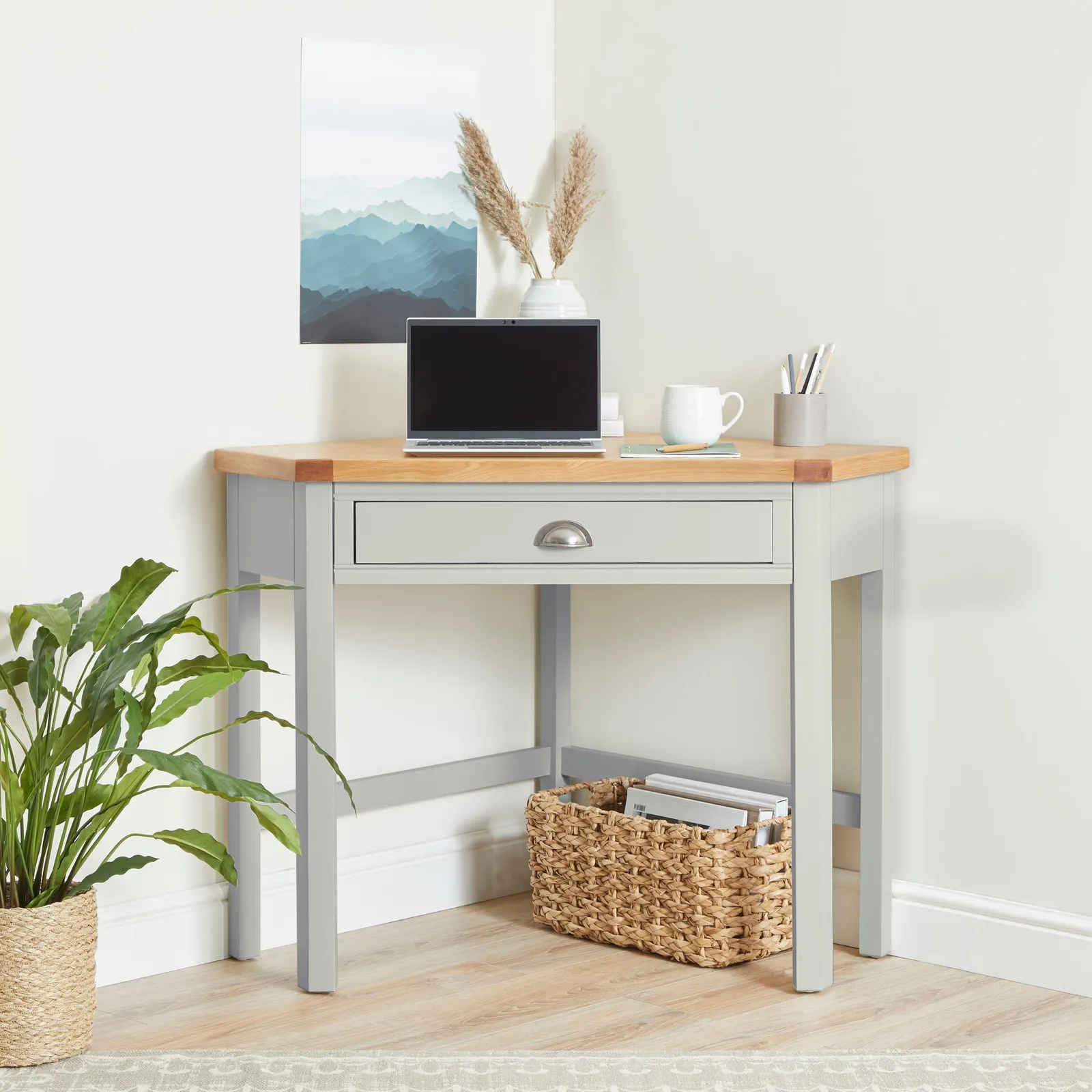 Compton Ivory Corner Desk Cream/Brown
