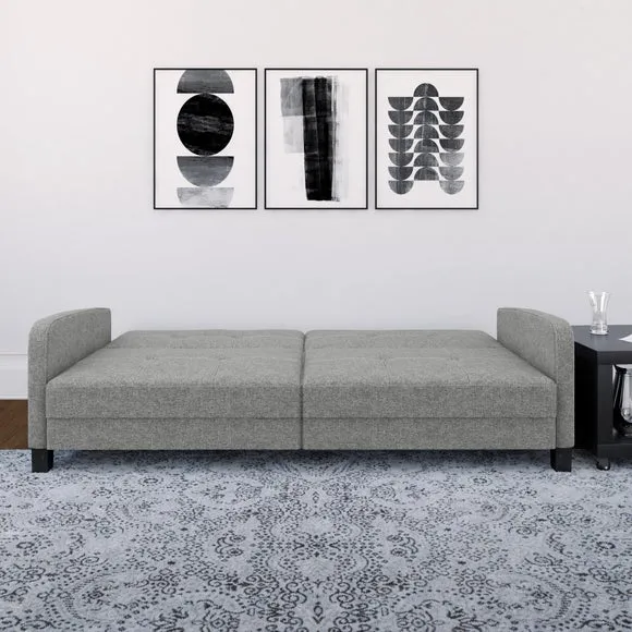 Boston Linen Grey Double Sofa Bed 2