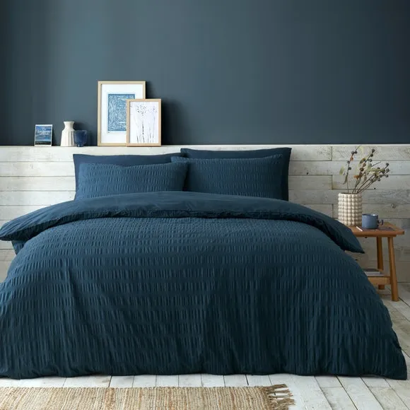 Aria Seersucker 100% Cotton Duvet Cover & Pillowcase Set 3