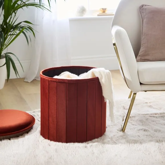 Round Ottoman with Tray, Velvet