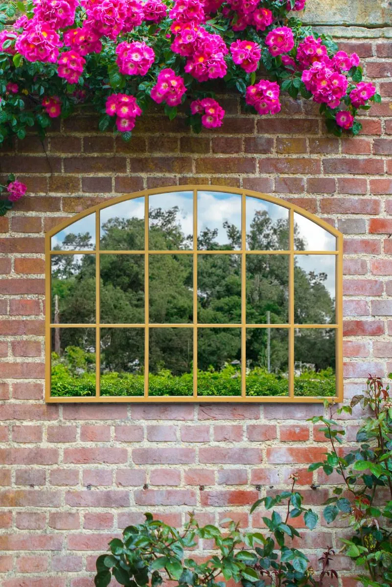 MirrorOutlet Gold Framed Arched Wall Garden Mirror 35" X 26" (90CM X 65CM) 2