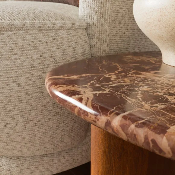 Pondus Side Table, Real Cherry Marble and Mango Wood 3