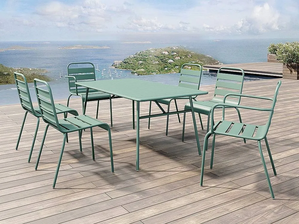 Vente-unique Garden Table L.160 Cm Metal - Almond Green - MIRMANDE By MYLIA 4