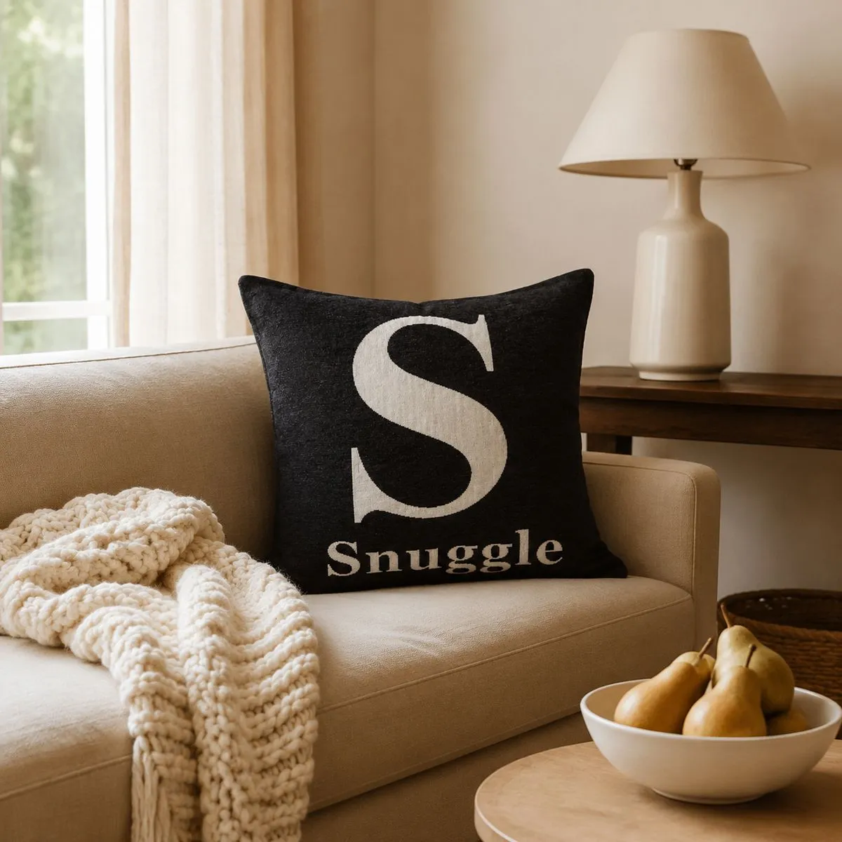 Orsina Snuggle Words Cushion in Black