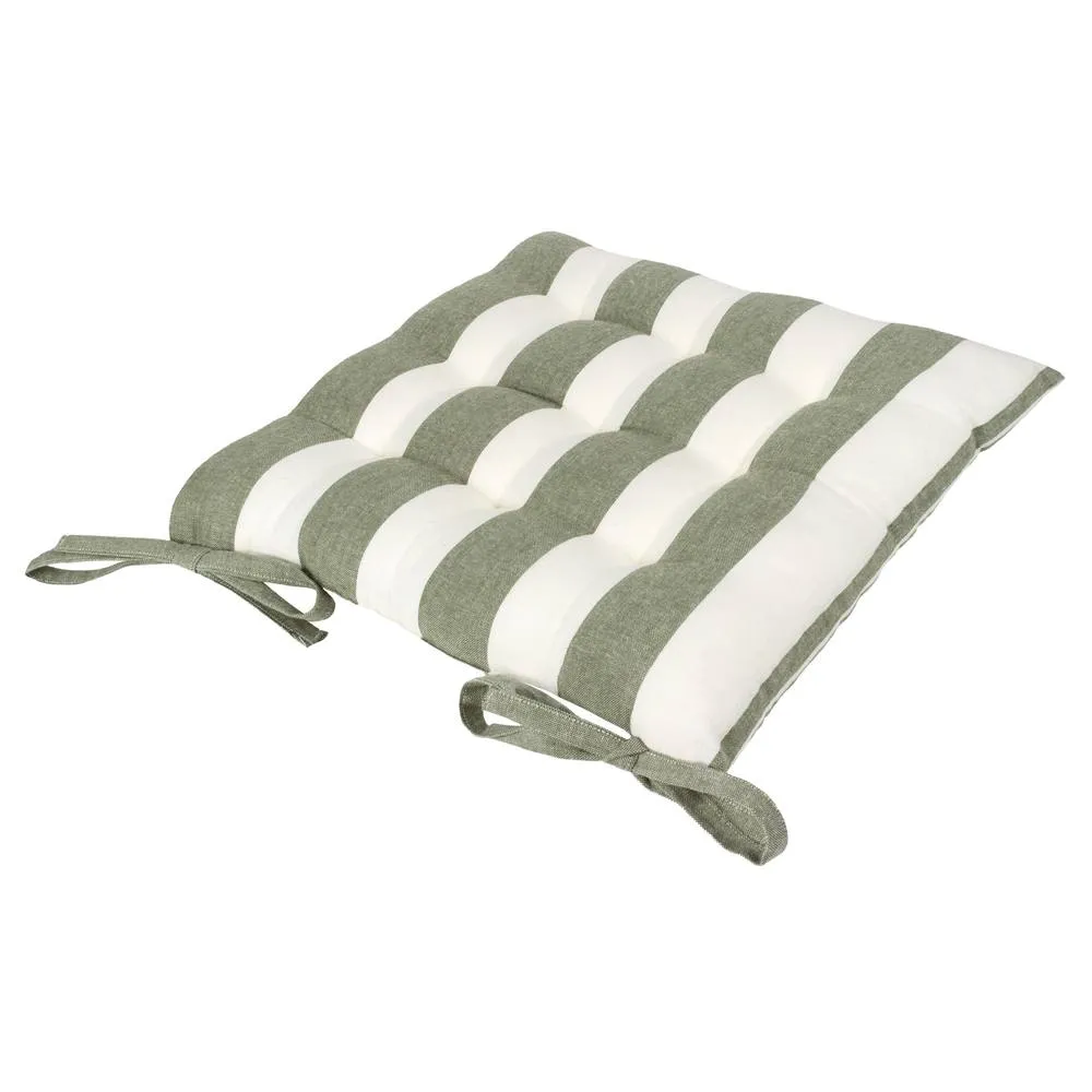 Yard Hayle Striped 100% Cotton Seat Pads - 2 Pack in Dark Green 5