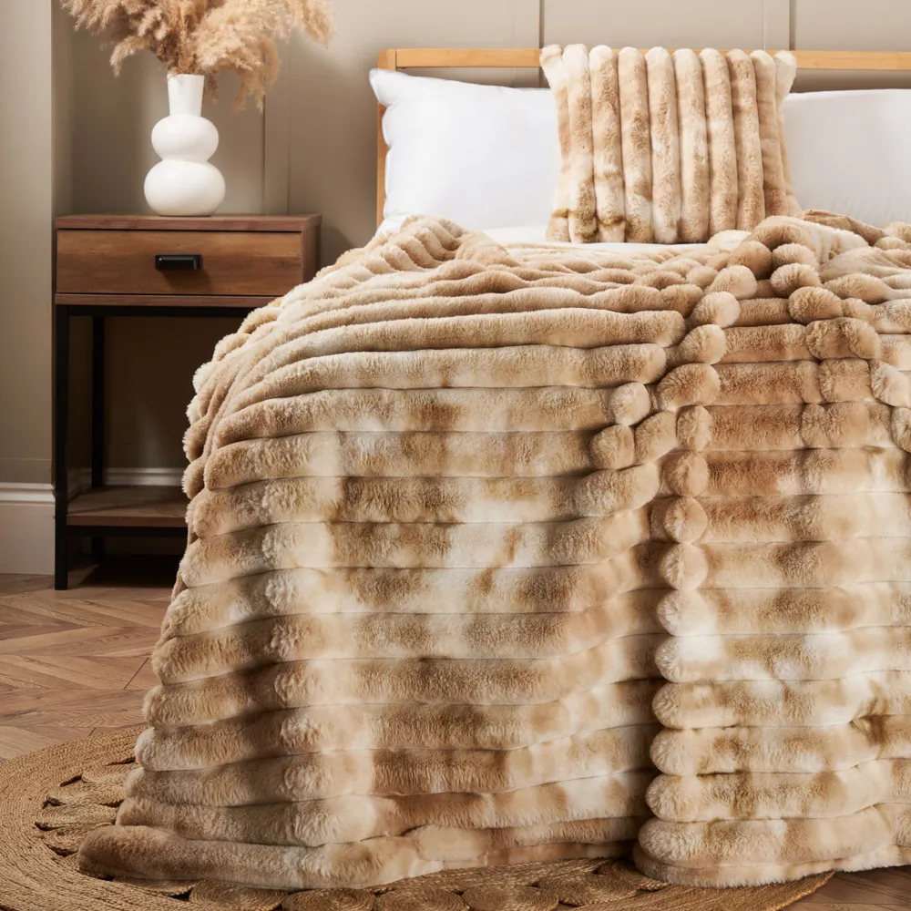 Marled Rib Throw, Natural 1