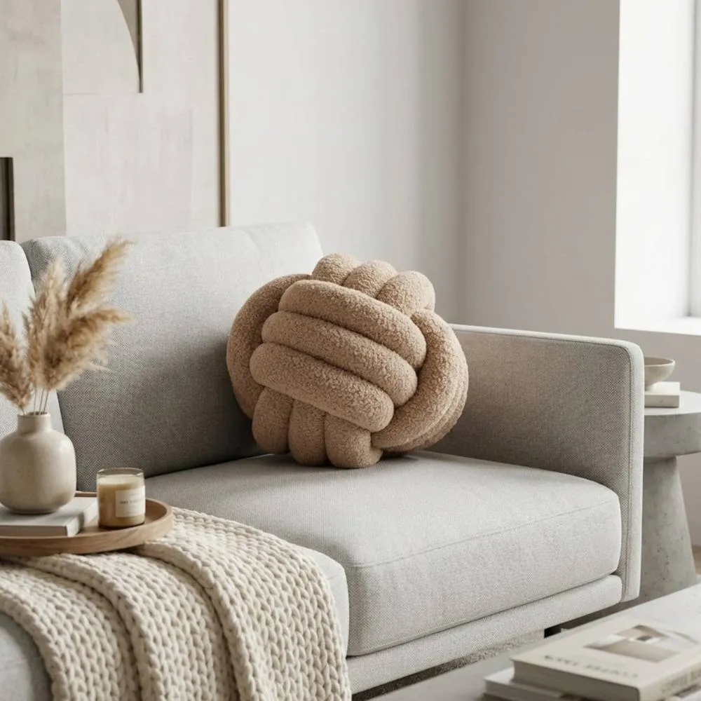 Garden Greatness Large Taupe Teddy Knot Cushion