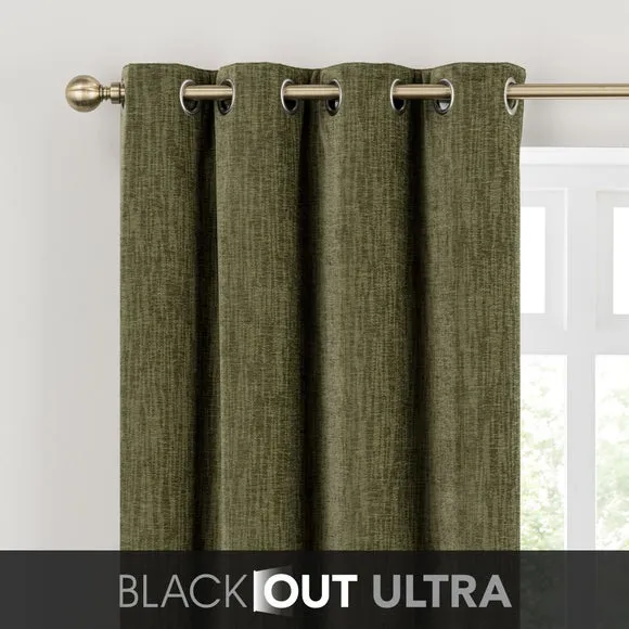 Chenille Ultra Blackout Eyelet Curtains 1