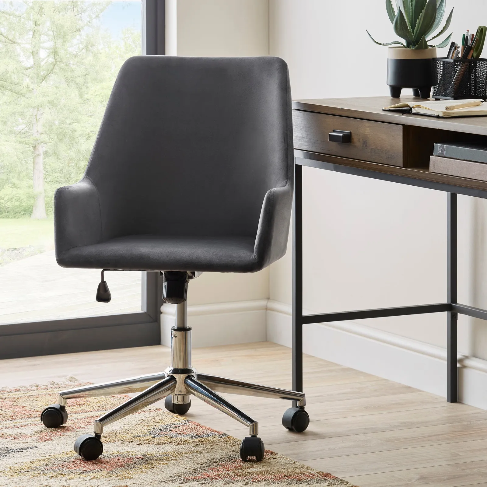 Elliott Grey Velvet Office Chair Grey