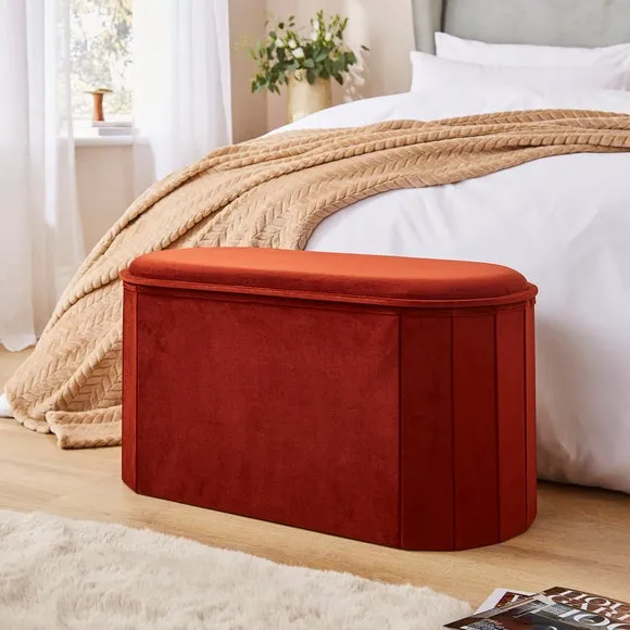Recycled Velour Lozenge Ottoman with Tray 1