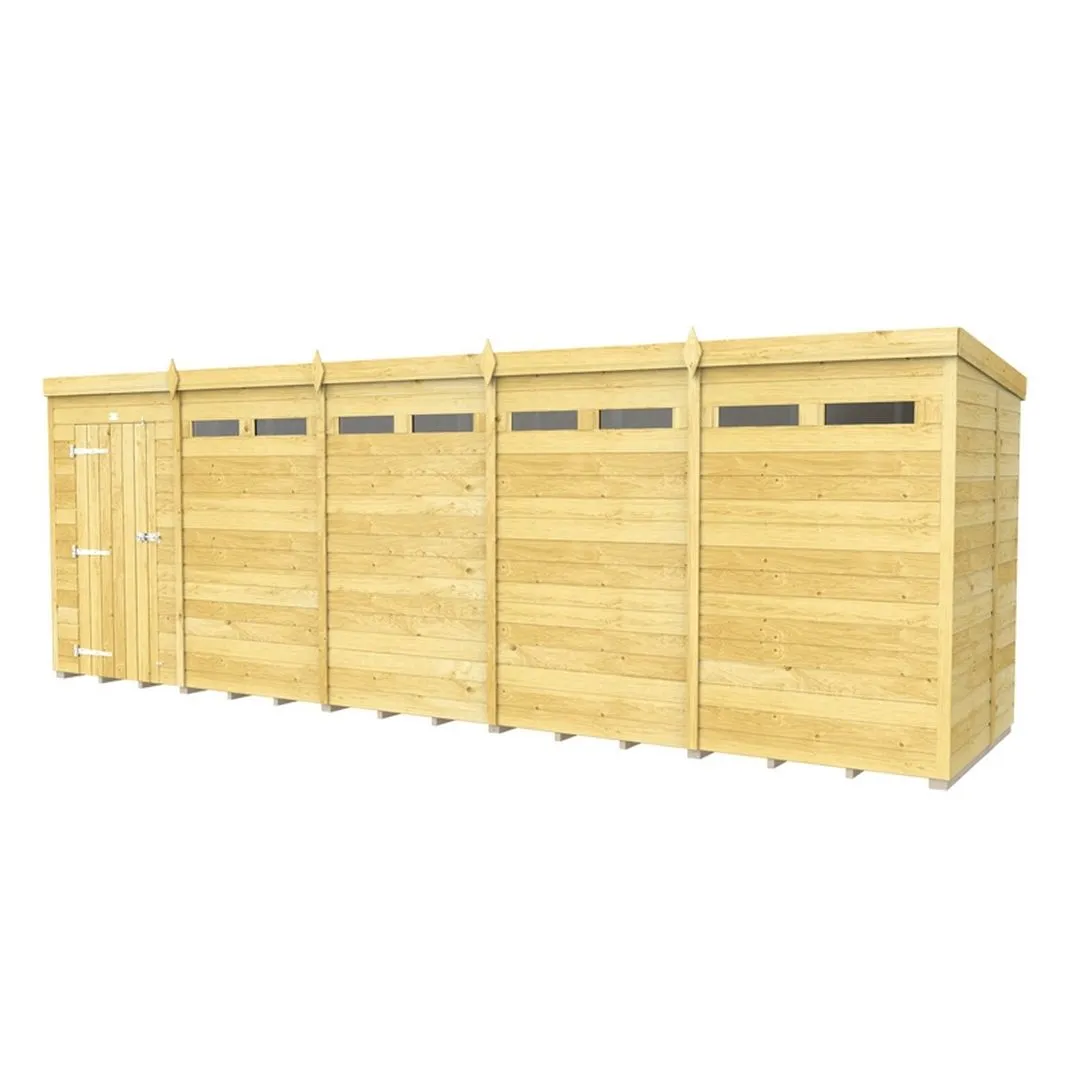 Buttercup Farm 20 x 5 Feet Pent Security Shed - Single Door - L147 x W589 x H201 cm in Brown