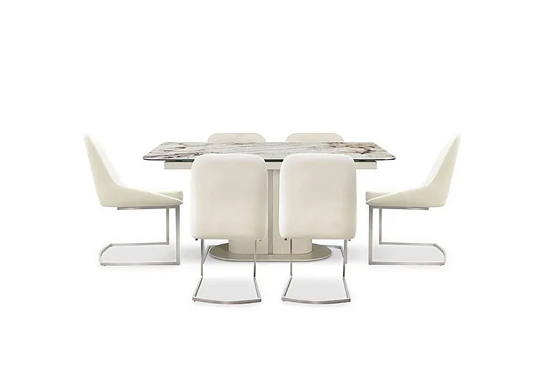 Avorio Small Pop-Up Extending Dining Table and 6 Chairs
