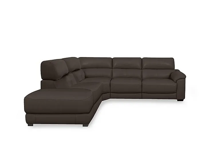 Nova Leather Power Recliner Storage Chaise End Corner Sofa with Power Headrests - Dark Chocolate - Sofas and Armchairs - In Time for Christmas