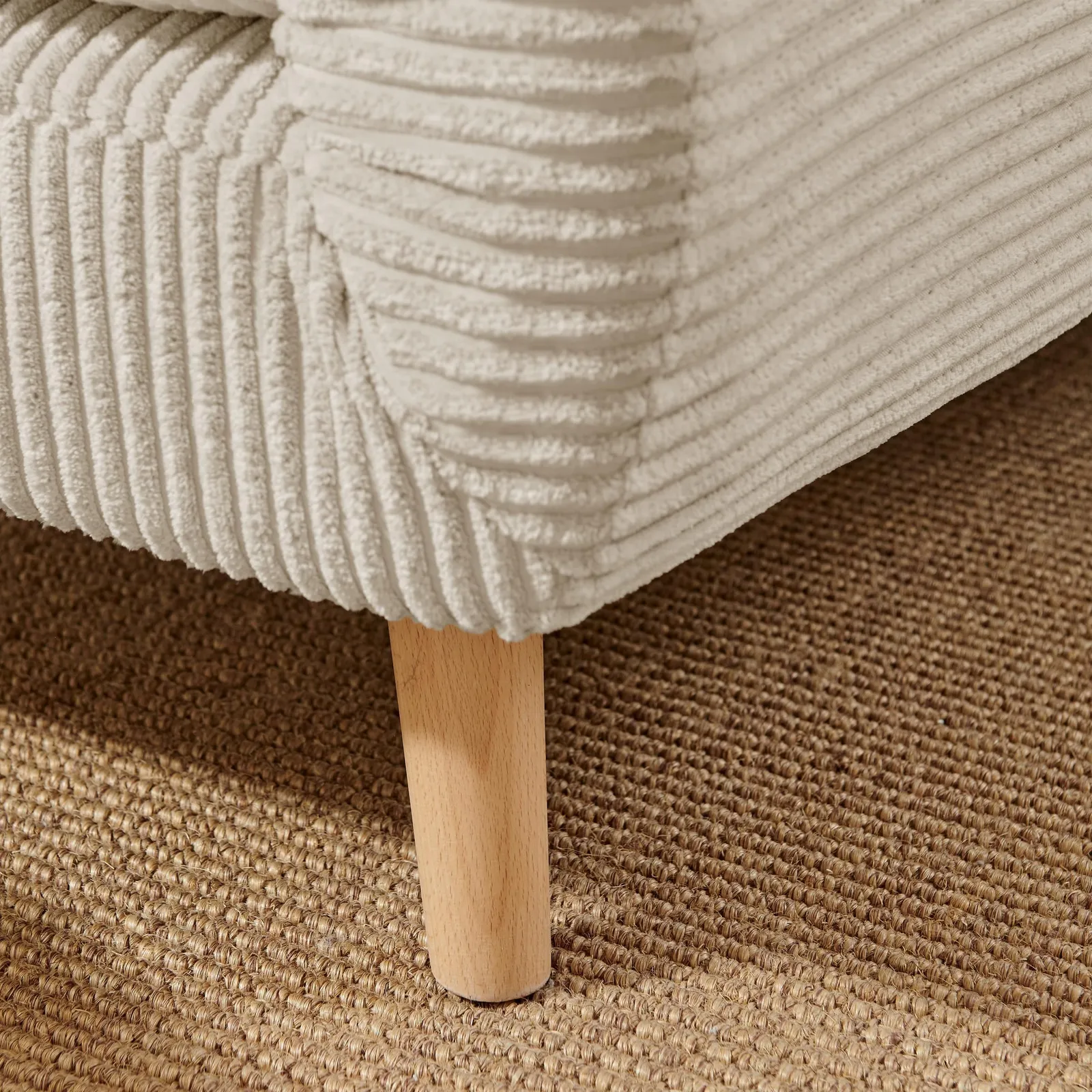 FurnitureboxUK Bobby Cream Jumbo Corduroy Folding Double Sofa Bed 5