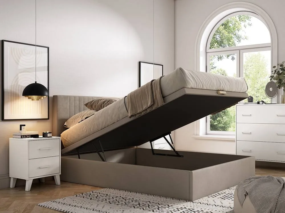 Vente-unique Ottoman Bed Base 160 X 200 Cm - Beige Fabric - CENOVAS By YSMÉE 4