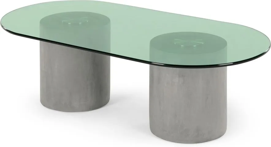 Calvin Coffee Table, Concrete, Brushed Stainless Steel and Green