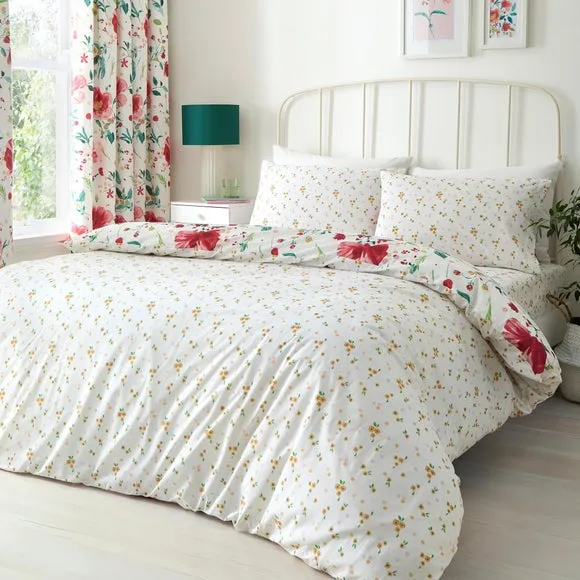 Dreams n Drapes Abstract Poppy Polycotton Duvet Cover & Pillowcase Set 2