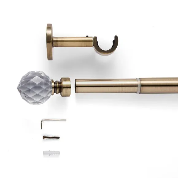 Faceted Ball Extendable Metal Eyelet Curtain Pole 2