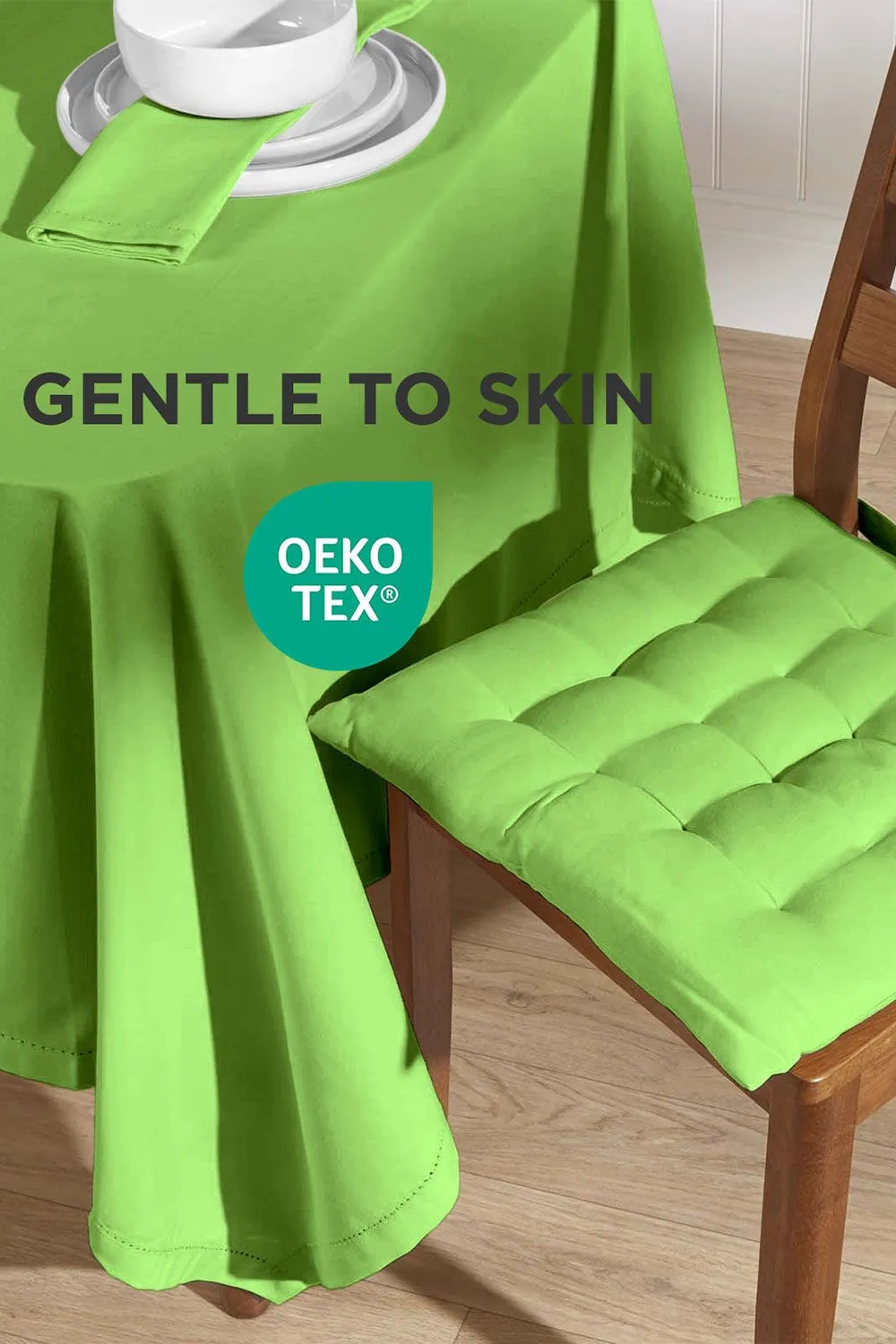 Homescapes 4 Pack Seat Pads Luxury 100% Cotton Indoor Outdoor Garden Cushion, 40cm in Lime 3