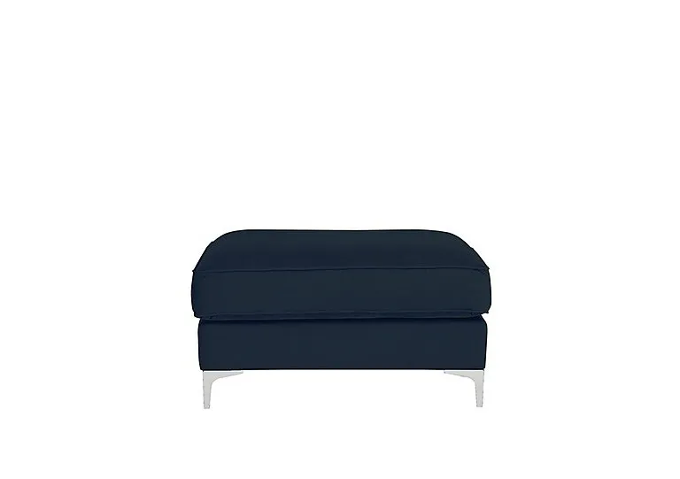 Legend Fabric Footstool - Cosmo Navy with Chrome Feet