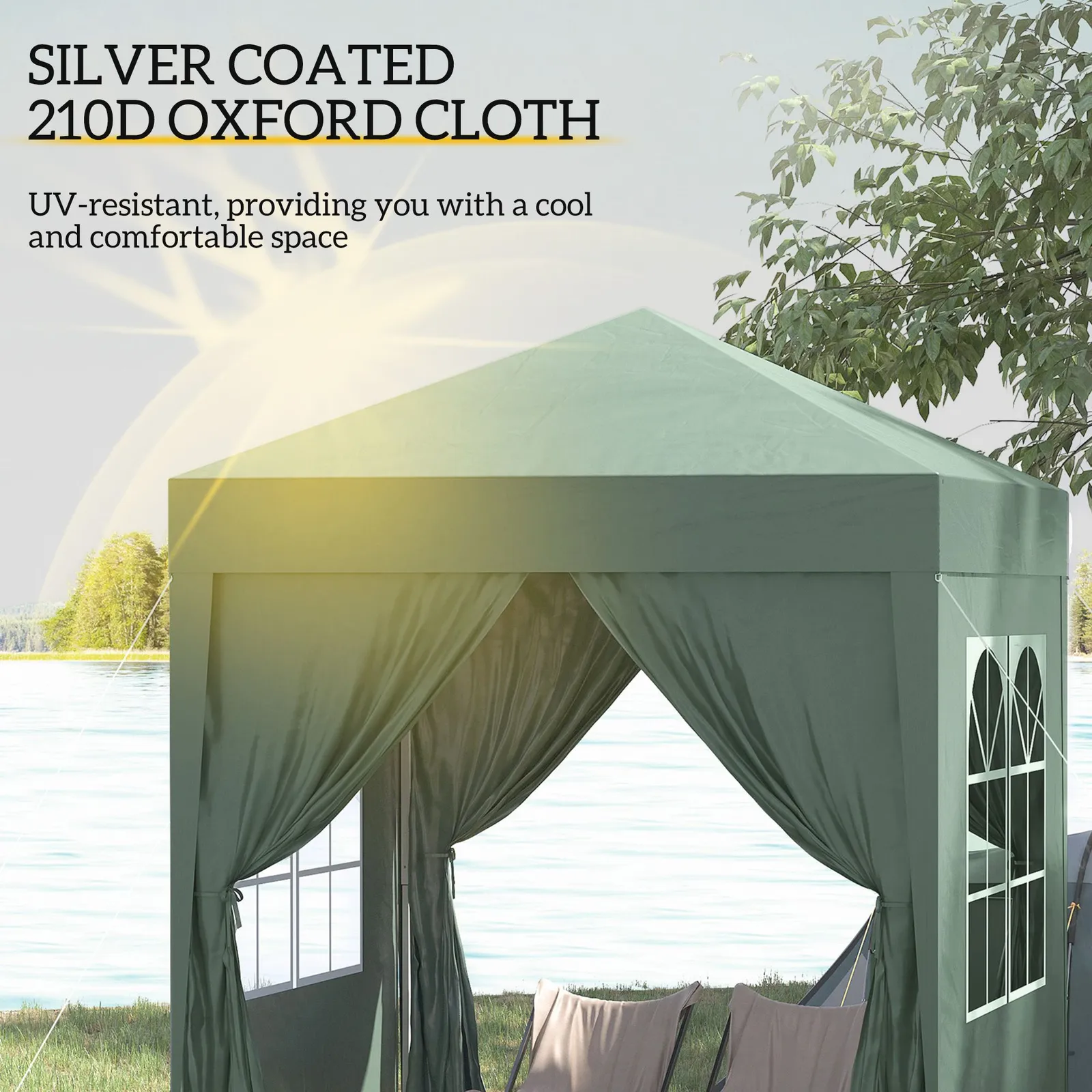 OUTSUNNY 2mx2m Pop Up Gazebo Party Tent Canopy Marquee with Storage Bag in Green 5