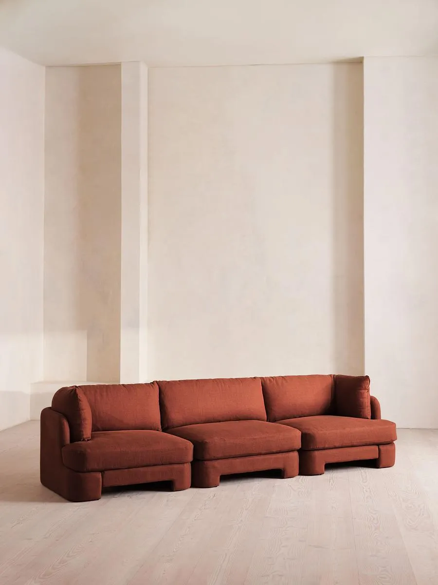 Odell Deeper Sit Modular Sofa, Four Seater, Linen, Sienna
