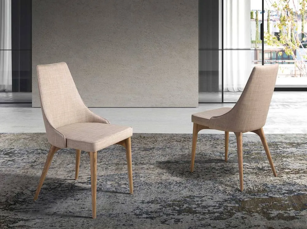 Angel Cerda Dining Chair, Light Beige Fabric, Walnut Legs 3