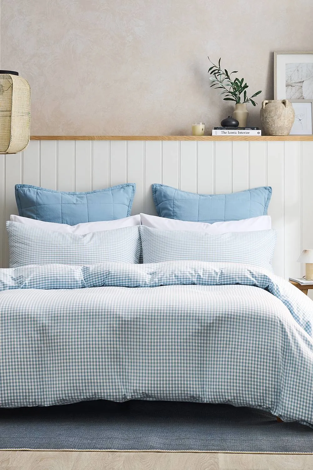 CHRISTY 'Gingham Yarn Dye' Textured Airy Yarn Dye Cotton Duvet Cover Set in Blue 4