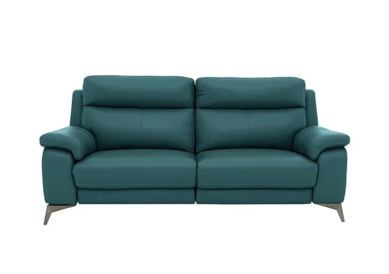 Missouri 3 Seater Leather Recliner Sofa with Power Headrest - BV Lake Green