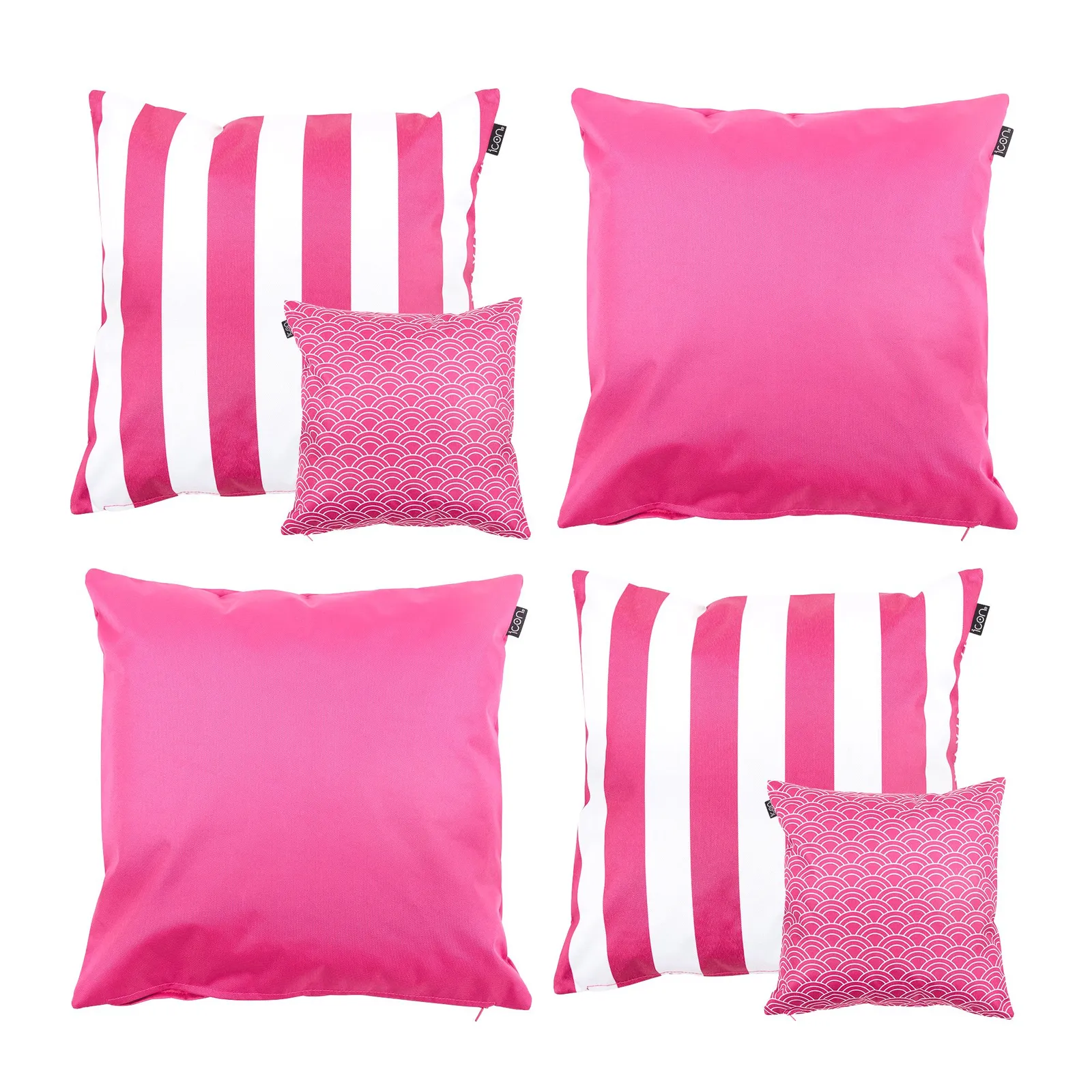icon Indoor & Outdoor Waterproof Cushion, Plain & Striped, Yellow (4-Pack) in Pink