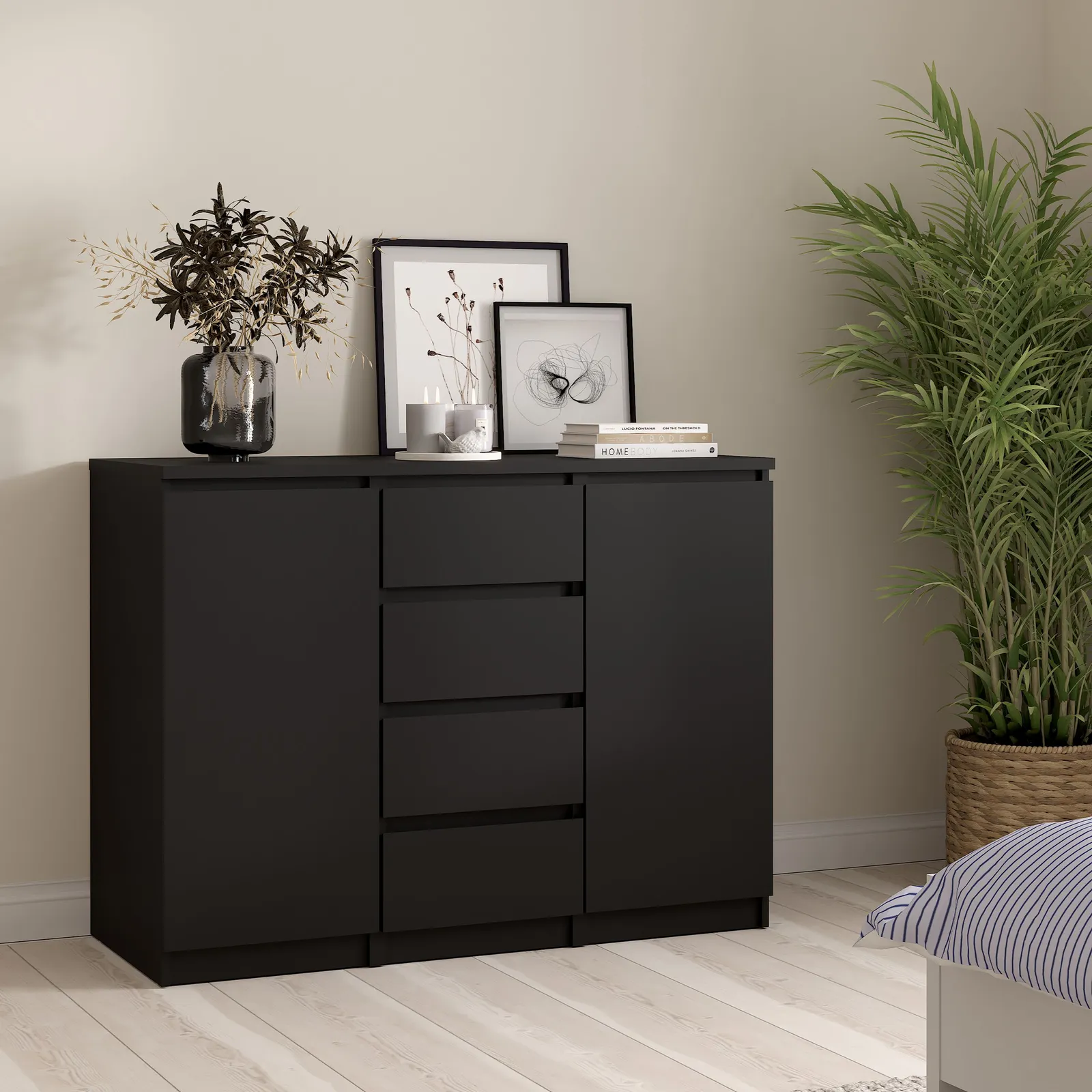 Furniture To Go Naia Sideboard - 4 Drawers 2 Doors in Black 5