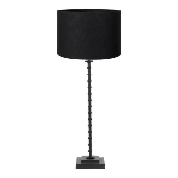 Pacific Lifestyle Everett Ribbed Metal Stick Table Lamp Base with Lino Linen Shade 4