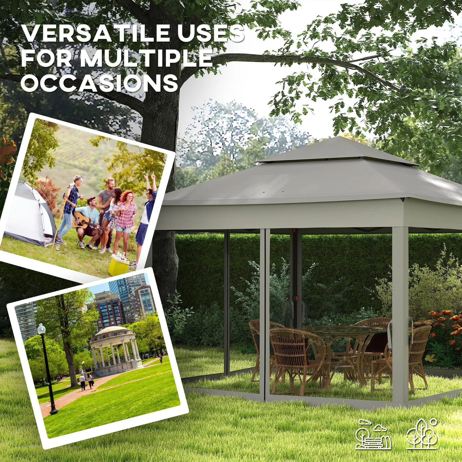 OUTSUNNY Garden Folding Tent Heavy Duty Pop Up Gazebo for Party in Dark Grey 4