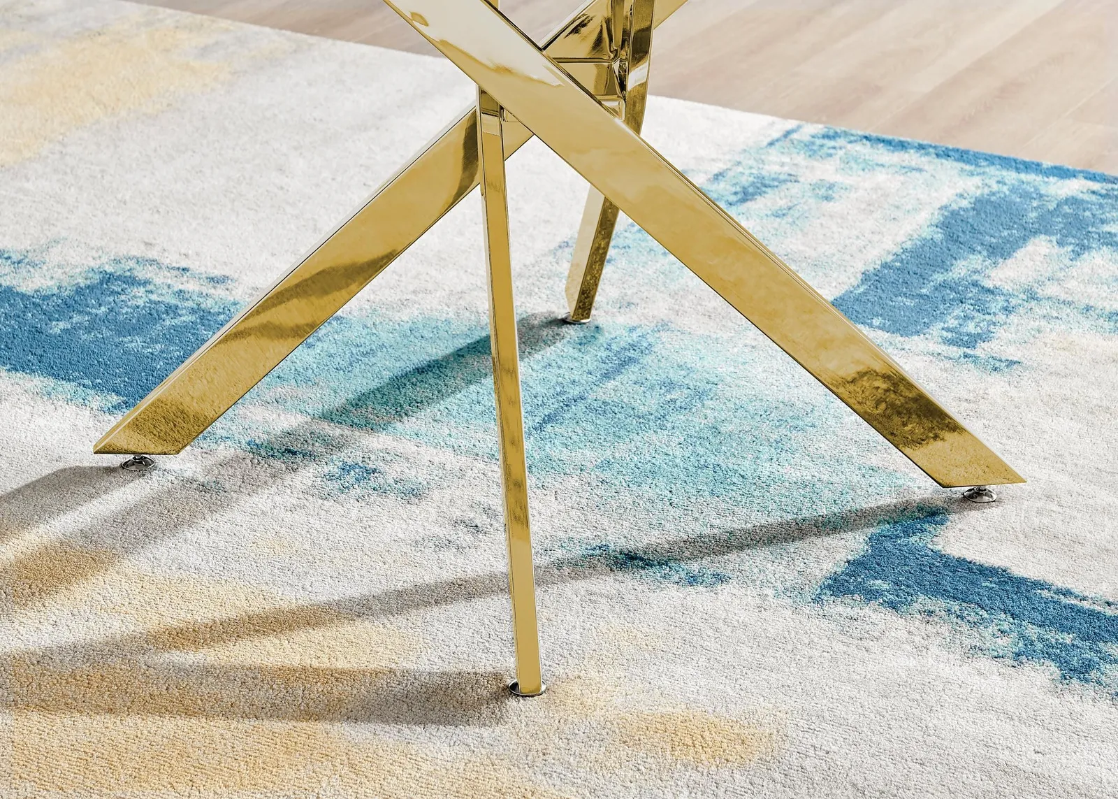 FurnitureboxUK Novara 120cm Round 6-Seater Dining Table With Gold Chrome Legs in Off-White 5