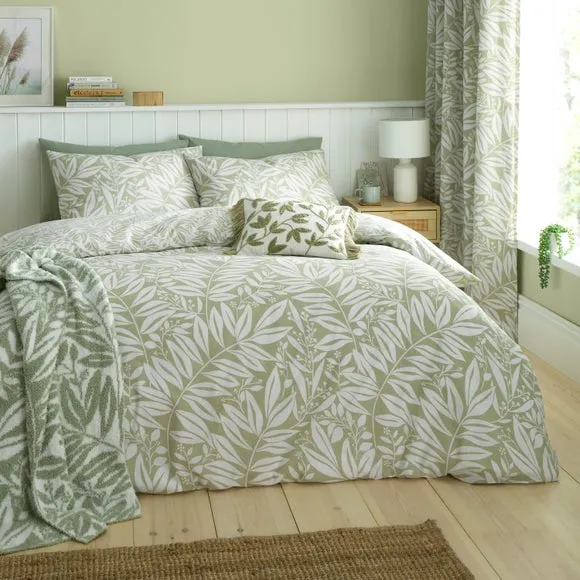Catherine Lansfield Sorrel Leaves Reversible Duvet Cover & Pillowcase Set 1