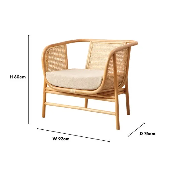 Desser Seoul Rattan Chair with Boucle Cushion 4