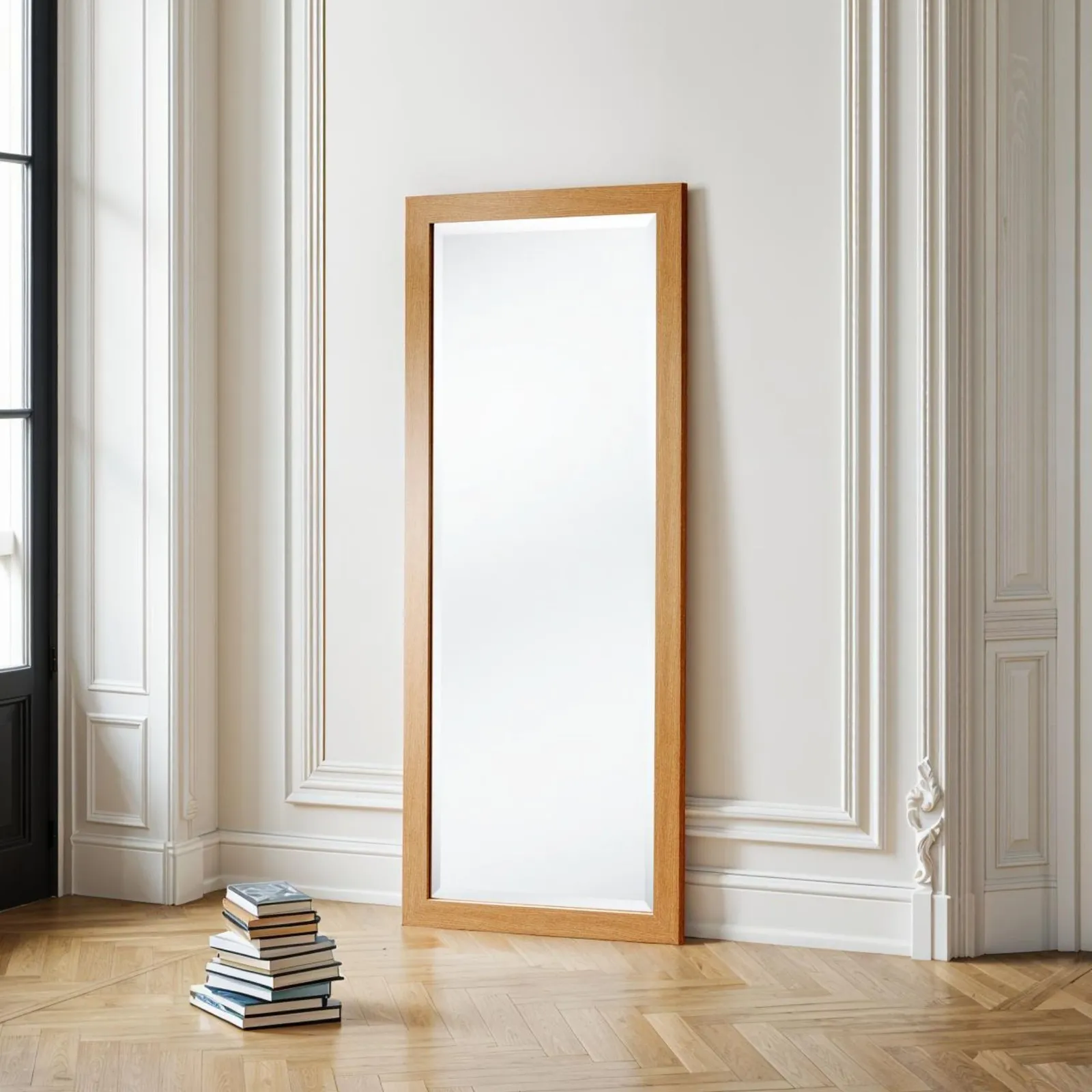Yearn Mirrors Oak Effect Full Length Slim Framed Bevelled Mirror in Light Oak 2
