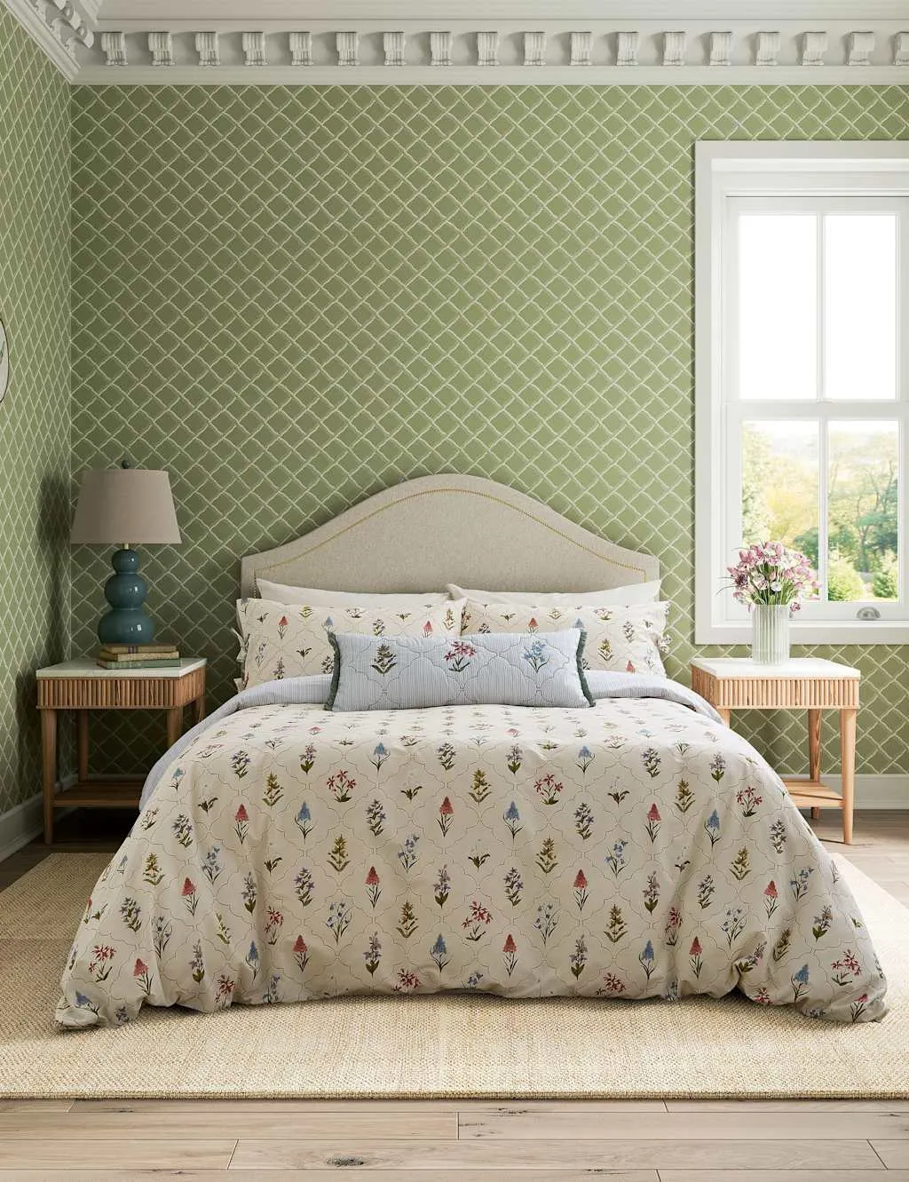 Sanderson Pure Cotton Spring Meadow Bedding Set Cream Mix