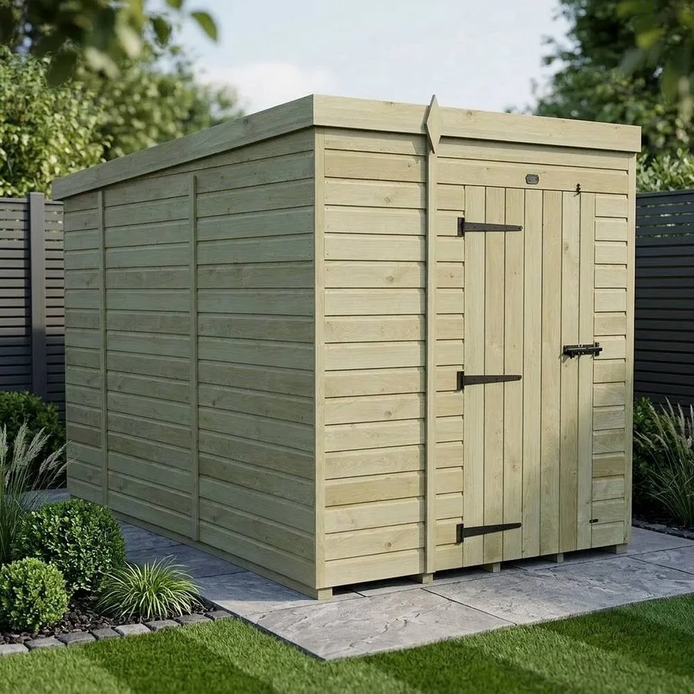 Buttercup Farm 6ft x 10ft Pent Garden Shed Single Door No Windows - Timber in Brown 2